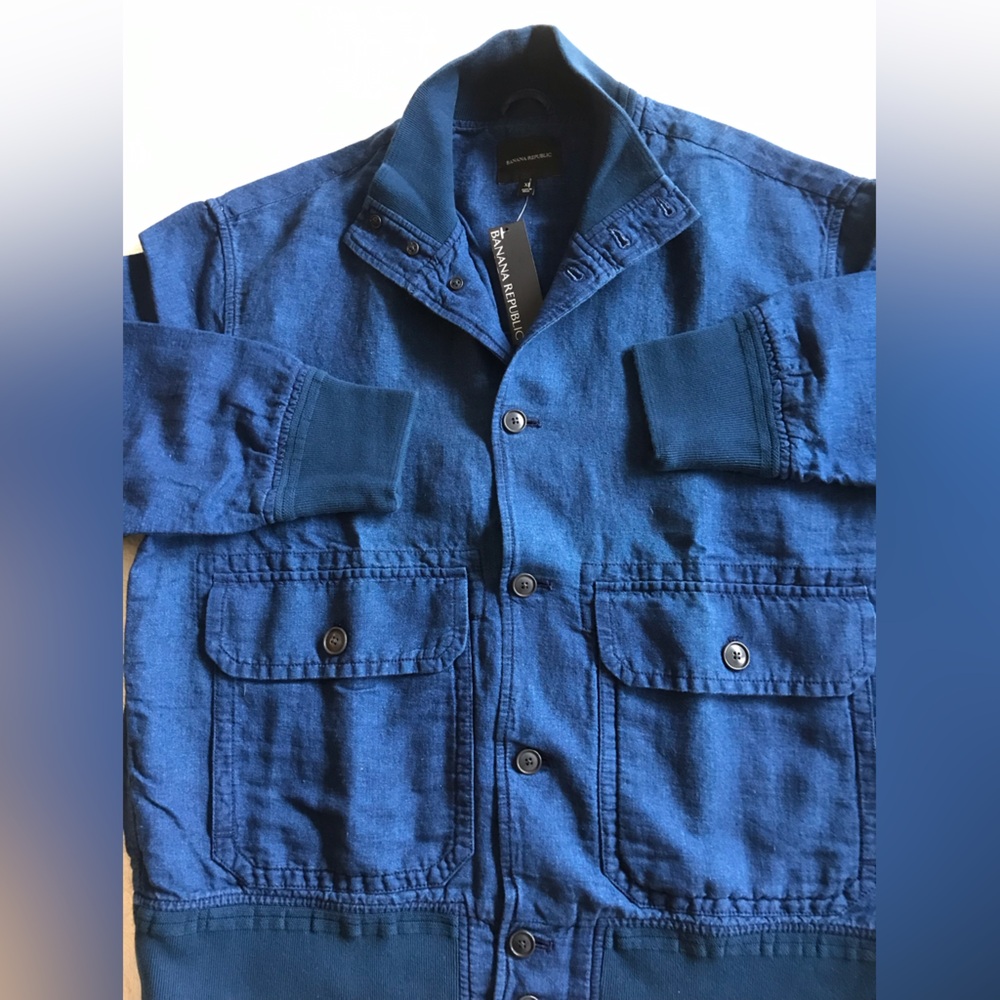 Banana Republic Indigo Linen Waist Coat/Jacket